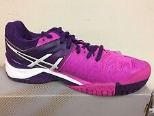 Asics Women's Gel-Resolution 6 Tennis Shoe Hot Pink/Wht/Purple
