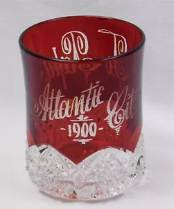 Antique 3.75" Ruby Stained Etched EAPG Glass Souvenir 1900 Atlantic City To Papa - Picture 1 of 18