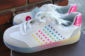 Mädchen Cat & Jack Größe 5 Jugendliche Kira Sternenmuster Schnürschuhe weiß Turnschuhe $ 25 neu mit Etikett - Bild 1 von 7