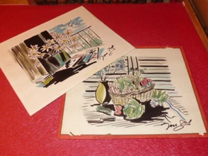 2 BEAUX DESSINS ORIGINAUX ENCRE GOUACHE Ca1940 SIGNATURE A IDENTIFIER GEN PAUL ? - Imagen 1 de 1