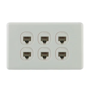 6 Gang CAT5E Data Wall Socket Outlet RJ45 White for Ethernet Network Telephone - Picture 1 of 1
