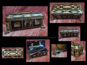 Stunning antique Victorian wooden jewel box chinese pattern 35 cm x 16 cm x 14 c - Picture 1 of 14