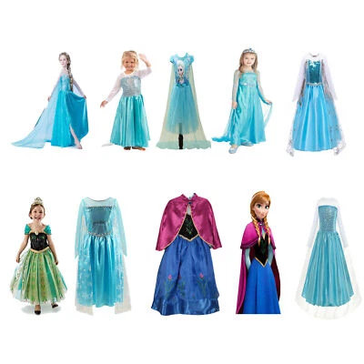 Disney Niñas Princesa Frozen Vestido Elsa Anna Fiesta Boda Cumpleaños Vestido Elegante Foto 1 de 4