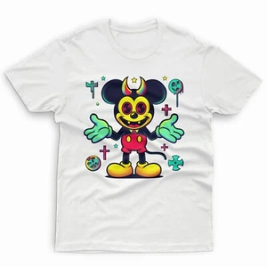 Retro Weird Rat Satanic Mickey Mouse Funny Meme Vintage T-Shirt - Picture 1 of 8