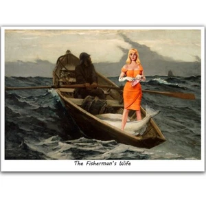 Aberrant Art Blank Note Cards: C547 The Fisherman's Wife (after Winslow Homer) - Picture 1 of 2