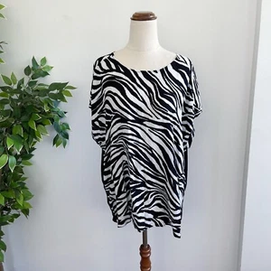 Threadz Australia Womens Top Blouse Size 2XL Black White Zebra Print - Picture 1 of 8