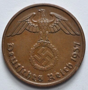 1937 D Nazi Hindenburg 2 Pfennig WW2 Allemagne - Bild 1 von 2