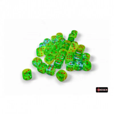 CHESSEX Würfel - Gemini Plasma Green-Teal/orange LUMINARY™ (Würfelset 36 x W6) - ca. 12m