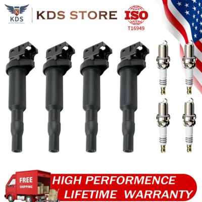 4PCS UF592 Ignition Coil+4X Spark Plug Fit For BMW 228i 320i 328i 428i 528i 535i Foto 1 de 4