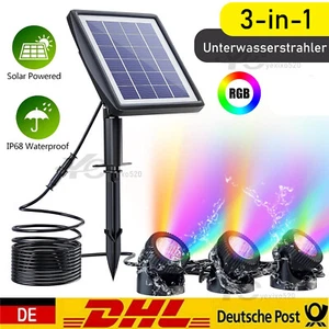 LED Solar Teichbeleuchtung RGB Solar Unterwasserstrahler LED Teich Licht IP68 DE - Bild 1 von 15