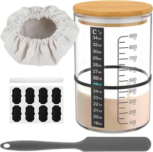 Sourdough Starter Jar Kit,900Ml Sourdough Starter Container Clear Glass Sourdoug - Picture 1 of 6