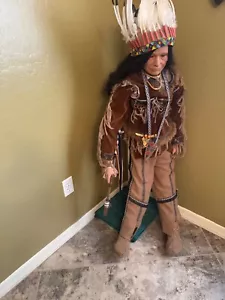 Vintage 4' Tall Porcelain Native American Doll Duck House Heirloom Numbered Ltd - Picture 1 of 13