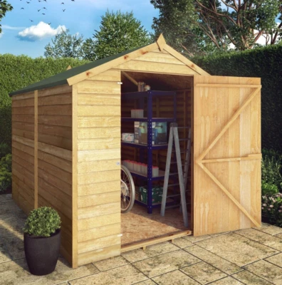 SHERWOOD 8x6 WOODEN GARDEN SHED APEX WINDOWLESS SINGLE DOOR FLOOR OUTDOOR STORAGE 8ft 6ft