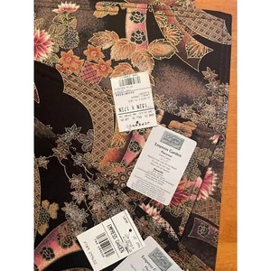 Vintage JCP New Old Stock Asian Black Set of 4 EMPRESS GARDEN Cotton Placemats  - Picture 1 of 8