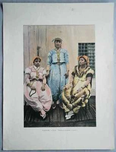 aprox. 1895 Francés fotocromo MUJERES TUNECINAS EN TRAJES MODERNOS (#383) - Imagen 1 de 1