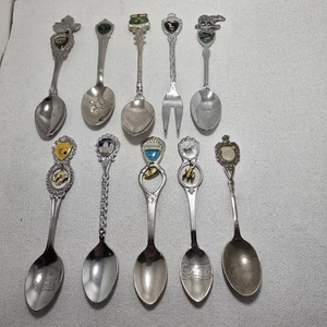 Vintage Souvenir Spoon Lot (12) Canada USA Travel Shields Cities Ontario Montana - Picture 1 of 8