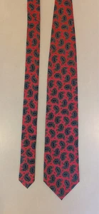 Corbata de seda Redwood & Ross Ancient Madder roja con paisleys azules Inglaterra - Imagen 1 de 8