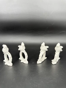 Juego de 4 servilletas vintage de porcelana para pájaros FF Japón decoración cerámica blanca - Imagen 1 de 6