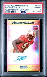 2007 Bowman Chrome GOLD Patrick Willis Auto /50 PSA 10 GEM MINT Rookie RC 49ers - Bild 1 von 2
