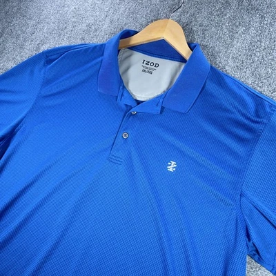 Polo de golfe masculino Izod 2XL azul manga curta treino desempenho stretch #AB877 - Imagem 1 de 4