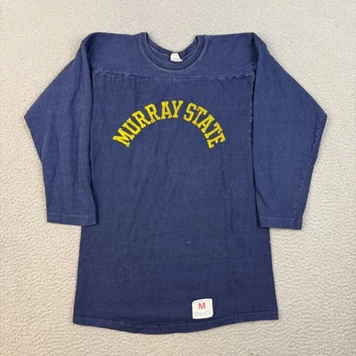 VTG 70's Football Jersey Shirt CHAMPION BLUE BAR Medium 3/4 Sleeve Murray State - Image 1 of 4