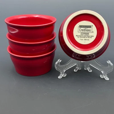 Juego de 4 piezas de gres esmaltado rojo Ramekins 7 oz 200 ml Corning Creations sin usar Foto 1 de 4