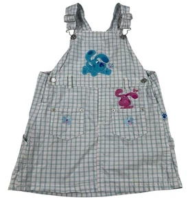 Vintage Y2K Embroidered Pink Blue’s Clue’s 2000 Overalls Dress Girls Size 6 - Picture 1 of 14