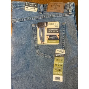 Riders by Lee Comfort Flex Regular Fit Men Jeans 50x28 Blue Denim Pants NWT - Picture 1 of 5