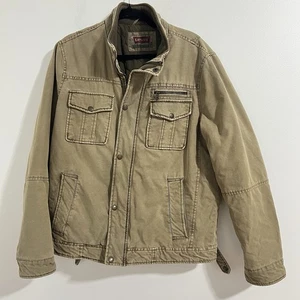 Levi's Jacke Größe M Herren Militär Biker Thermo Baumwolle Canvas Full Zip Khaki - Bild 1 von 7
