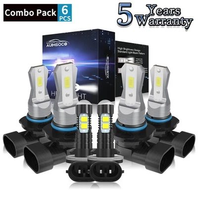 For Oldsmobile Custom Cruiser 1990-1992 LED Headlight Bulbs Hi/Lo Beam+Fog Light - Image 1 of 4