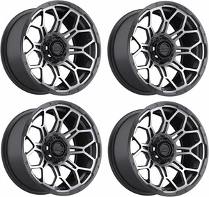 Set of 4 GTW Bravo 15x7 Matte Gray Aluminum Golf Cart Wheel | 3:4 Offset | 4x4 - Picture 1 of 7