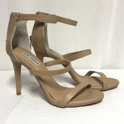 Steve Madden Mujer Talla 9 Desnudo Bronceado Tirantes Stiletto Tacones Altos Noche Formal Foto 1 de 4