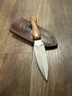 "Cuchillo de hoja fija hecho a mano americano personalizado 7,5"" madera de conary/cuero de acero SS" Foto 1 de 4