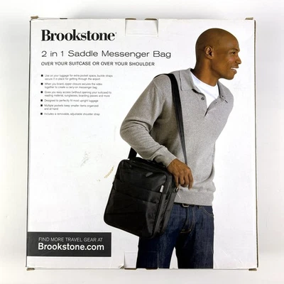Brookstone 2 in 1 Convertible Luggage Saddle / Messenger Bag Black Multi Pocket - Image 1 of 4