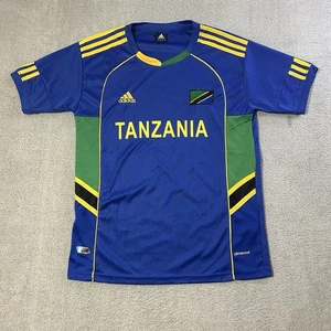 Adidas Tanzania Maglia Calcio Uomo Small Youth XL Blu ClimaCool Football Shirt - Foto 1 di 14