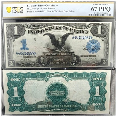 🔥 PCGS 67 PPQ SUPERB GEM 1899 $1 Silver Certificate BLACK EAGLE note Fr226a UNC - Image 1 of 4