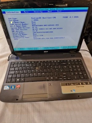 Acer 5738 / 5338 Aspire Laptop 4Gb Ram P Dual Core T4300 2.10GHz For Parts Read  - Image 1 of 4