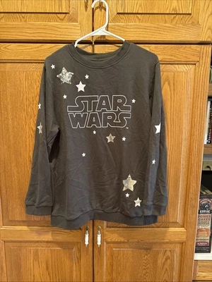 Sudadera Star Wars - Gris Oscuro Con Estrellas Plateadas - Talla L Grande - Pullover Foto 1 de 4