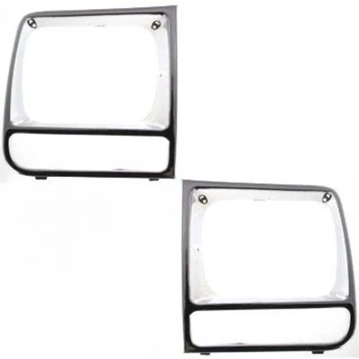 New Front Headlight Door Set For 1997-2001 Jeep Cherokee Plastic Chrome - Imagem 1 de 4