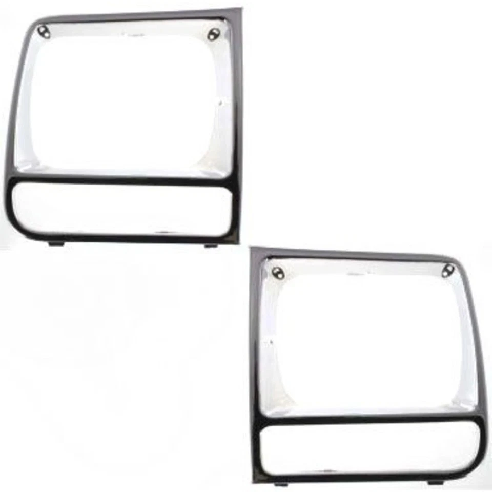 New Front Headlight Door Set For 1997-2001 Jeep Cherokee Plastic Chrome Foto 1 de 4