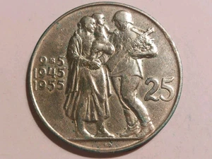 Münze Tschechoslowakei: 25 Kronen 1955: Silber 0.500 - Bild 1 von 2