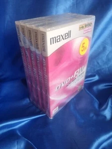Maxell 5 Pack DVD + RW 120 min 4.7 GB Blank DVD Discs 1-4x Speed Brand New Pack - Photo 1/1