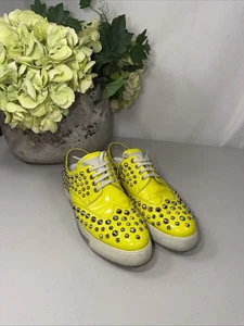 PRADA NEON GELB SILBER NIETEN LOGO Luxus Mode SNEAKER EU 38,5 - Bild 1 von 9