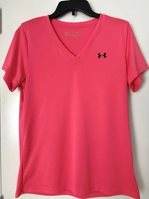 Under Armour T-Shirt Women’s L Pink Semi Fitted Heat Gear Workout Breathable - Image 1 of 4