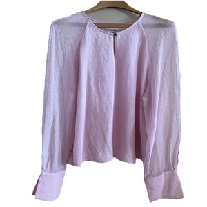 Women's L Petal Pink Blouse Top Lined Soft Feminine Chiffon Crepe Swifty - Picture 1 of 9