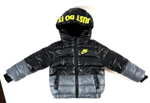 Nike bambino ragazzo puffer jacket full zip cappotto invernale nero/grigio taglia 2T - Foto 1 di 4