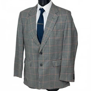 Vintage DAKS London Hounds Tooth Check Country Wear Blazer Jacket 42L - Picture 1 of 15