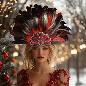 Mehrfarbiges Feder Stirnband weiblich Party Haarschmuck ausgefallen Fascinator - Bild 1 von 23