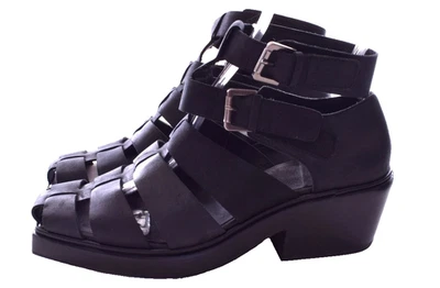 Sandalias de pescador Jeffrey Campbell Elective de cuero negro talla 9,5 como nuevas Foto 1 de 4