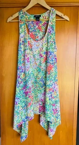 Damen Spense ärmellose asymmetrische geblümte Tunika - Bild 1 von 5